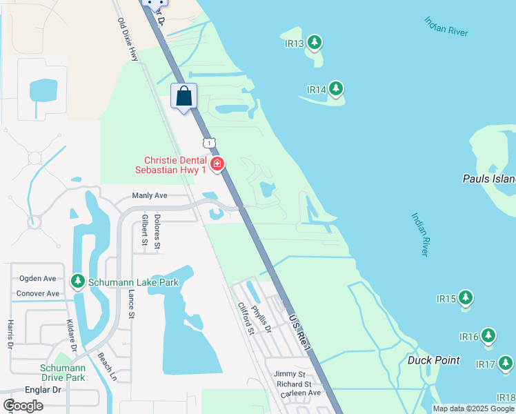 map of restaurants, bars, coffee shops, grocery stores, and more near 6211 South Mirror Lake Drive in Sebastian