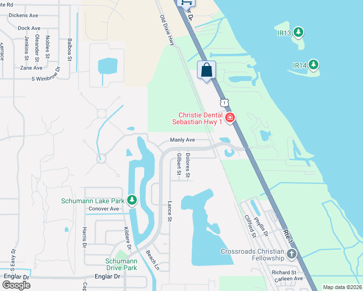map of restaurants, bars, coffee shops, grocery stores, and more near 813 Schumann Drive in Sebastian