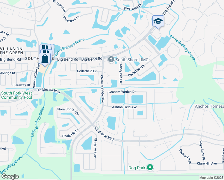 map of restaurants, bars, coffee shops, grocery stores, and more near 13429 Graham Yarden Drive in Riverview