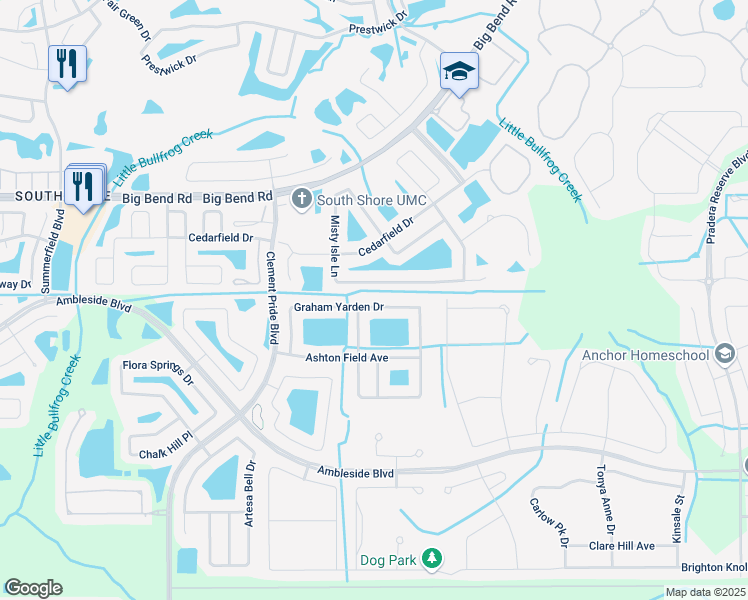 map of restaurants, bars, coffee shops, grocery stores, and more near 13343 Graham Yarden Drive in Riverview