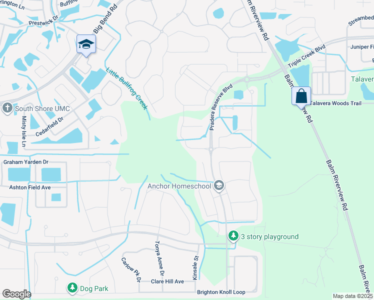 map of restaurants, bars, coffee shops, grocery stores, and more near 11912 Bahia Valley Drive in Riverview