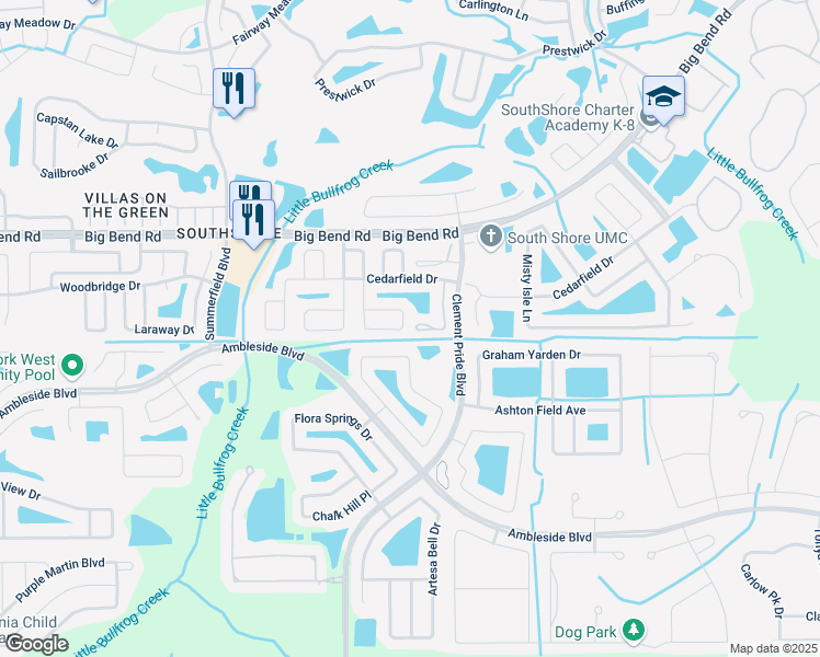 map of restaurants, bars, coffee shops, grocery stores, and more near 13431 Beechberry Drive in Riverview