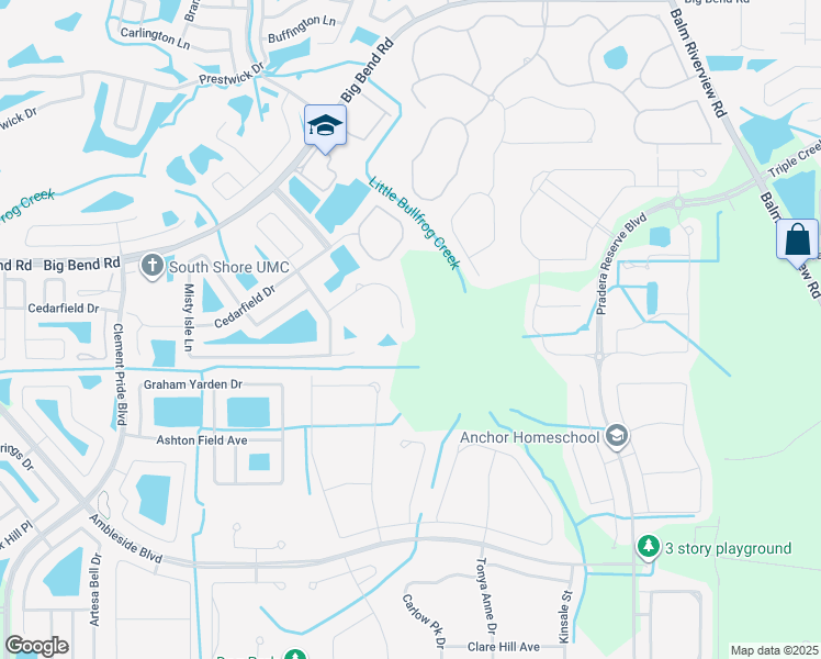 map of restaurants, bars, coffee shops, grocery stores, and more near 11662 Tropical Isle Lane in Riverview