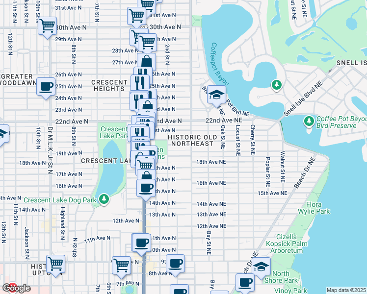 map of restaurants, bars, coffee shops, grocery stores, and more near in St. Petersburg