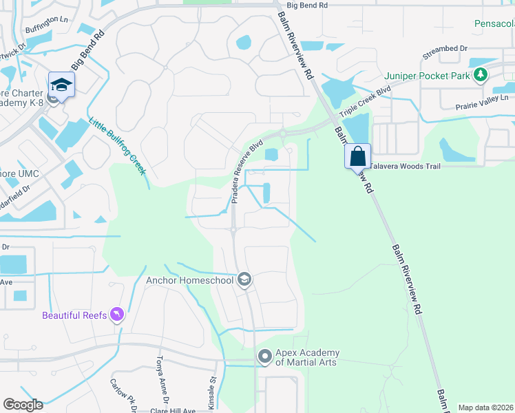 map of restaurants, bars, coffee shops, grocery stores, and more near 11924 Bahia Valley Drive in Riverview