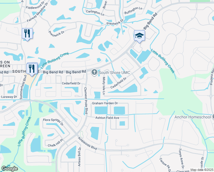 map of restaurants, bars, coffee shops, grocery stores, and more near 12330 Cedarfield Drive in Riverview