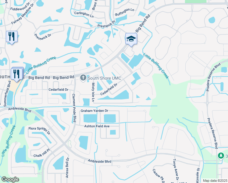 map of restaurants, bars, coffee shops, grocery stores, and more near 11325 Misty Isle Lane in Riverview