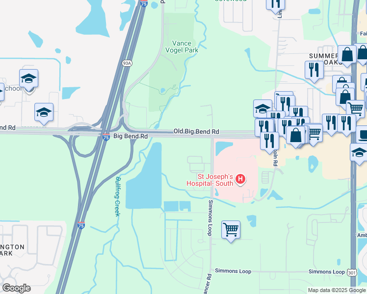map of restaurants, bars, coffee shops, grocery stores, and more near 9920 Jonas Salk Drive in Riverview