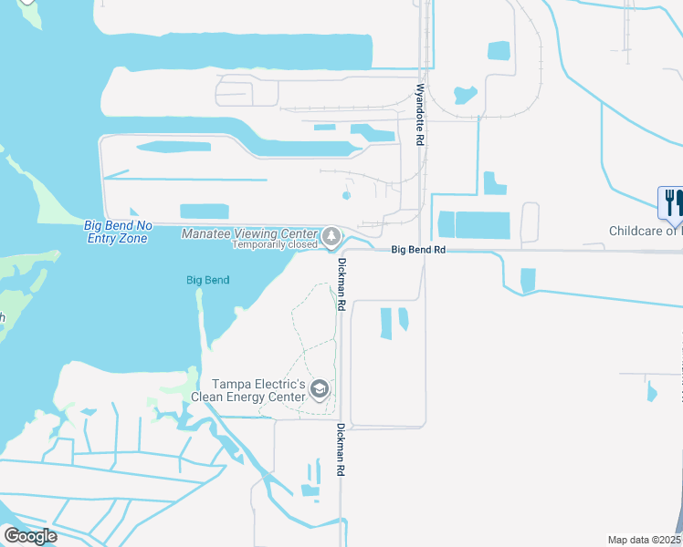 map of restaurants, bars, coffee shops, grocery stores, and more near 6990 Dickman Road in Apollo Beach