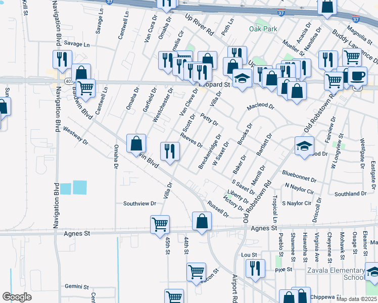 map of restaurants, bars, coffee shops, grocery stores, and more near 433 Dixon Drive in Corpus Christi