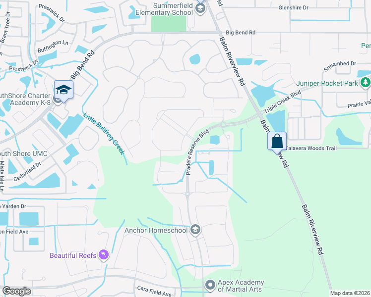 map of restaurants, bars, coffee shops, grocery stores, and more near 11823 Tetrafin Drive in Riverview