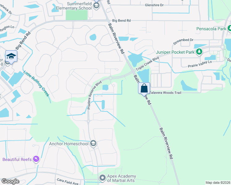 map of restaurants, bars, coffee shops, grocery stores, and more near 13326 Palmera Vista Drive in Riverview