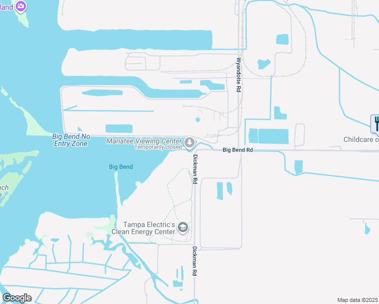 map of restaurants, bars, coffee shops, grocery stores, and more near 6990 Dickman Road in Apollo Beach
