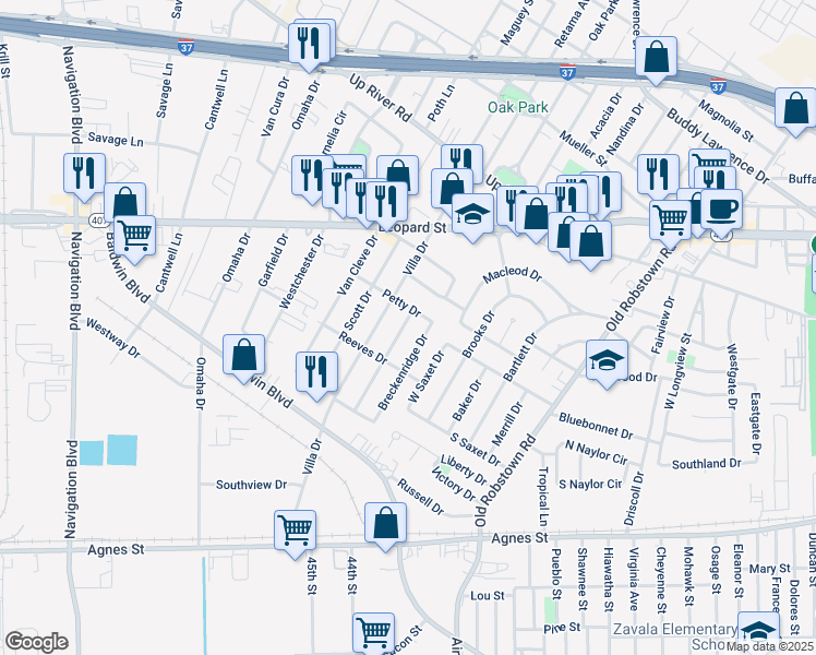 map of restaurants, bars, coffee shops, grocery stores, and more near 534 Dixon Drive in Corpus Christi