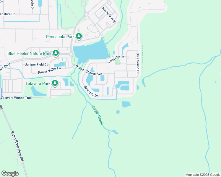 map of restaurants, bars, coffee shops, grocery stores, and more near 13102 Satin Lily Drive in Riverview
