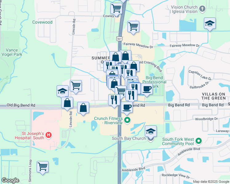 map of restaurants, bars, coffee shops, grocery stores, and more near in Hillsborough County