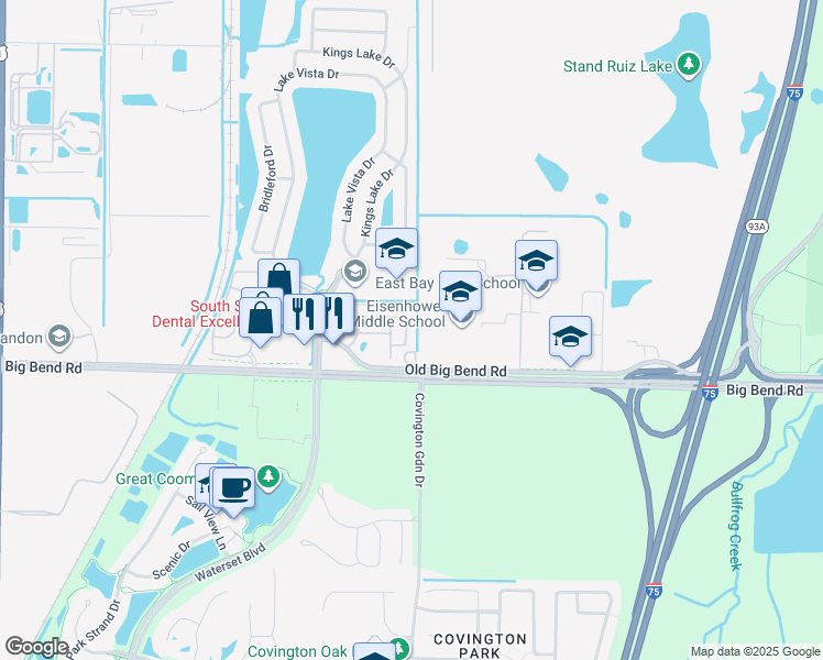 map of restaurants, bars, coffee shops, grocery stores, and more near 13124 Logan Captiva Lane in Gibsonton