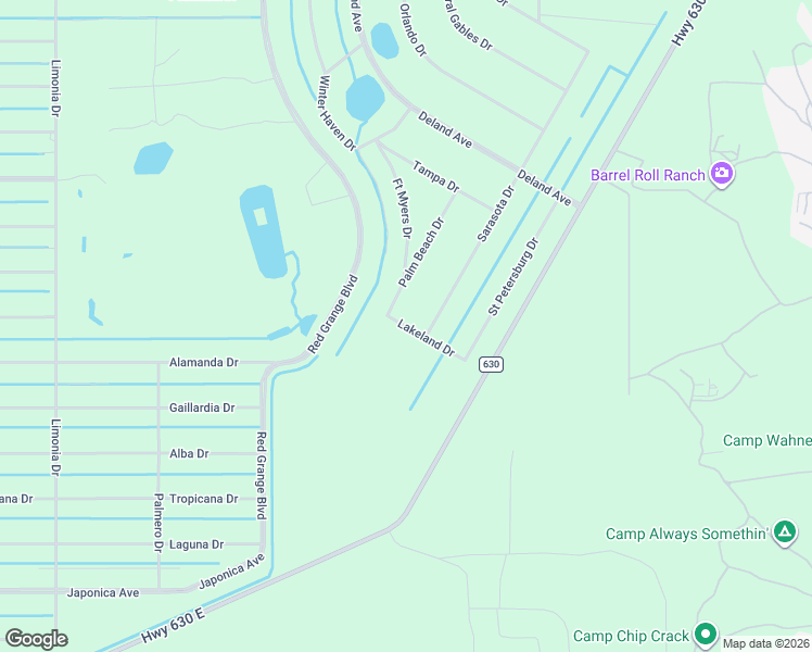 map of restaurants, bars, coffee shops, grocery stores, and more near Lakeland Drive in Frostproof