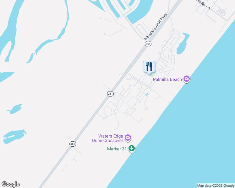 map of restaurants, bars, coffee shops, grocery stores, and more near 4383 Hwy 361 in Port Aransas