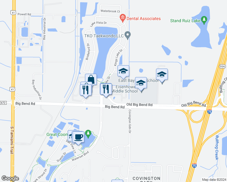 map of restaurants, bars, coffee shops, grocery stores, and more near 7209 Merlot Sienna Avenue in Gibsonton