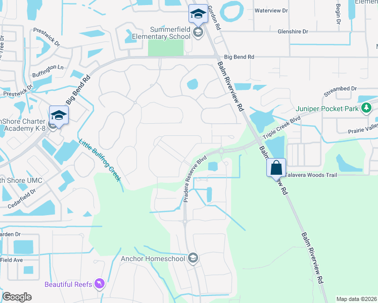 map of restaurants, bars, coffee shops, grocery stores, and more near 11911 Palmera Vista Drive in Riverview