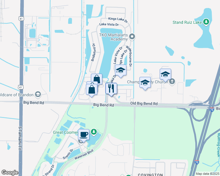 map of restaurants, bars, coffee shops, grocery stores, and more near 7106 Merlot Sienna Avenue in Gibsonton
