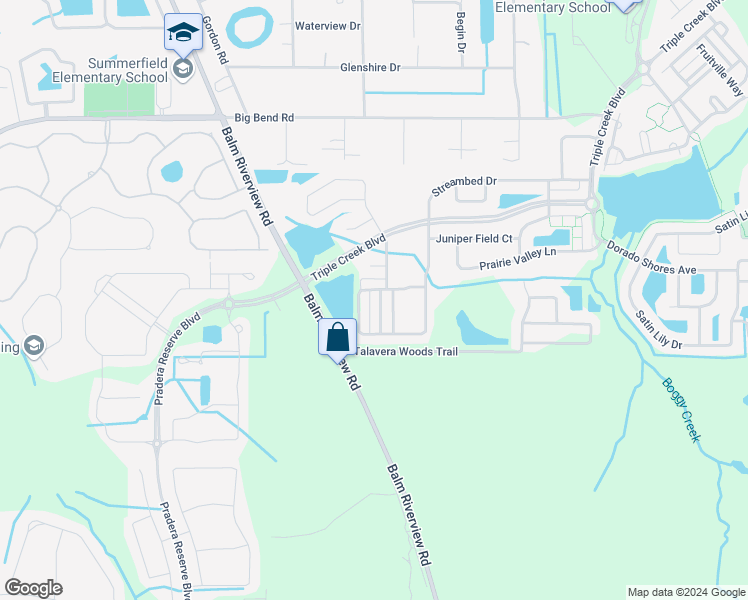 map of restaurants, bars, coffee shops, grocery stores, and more near 13407 Lake Monroe Place in Riverview