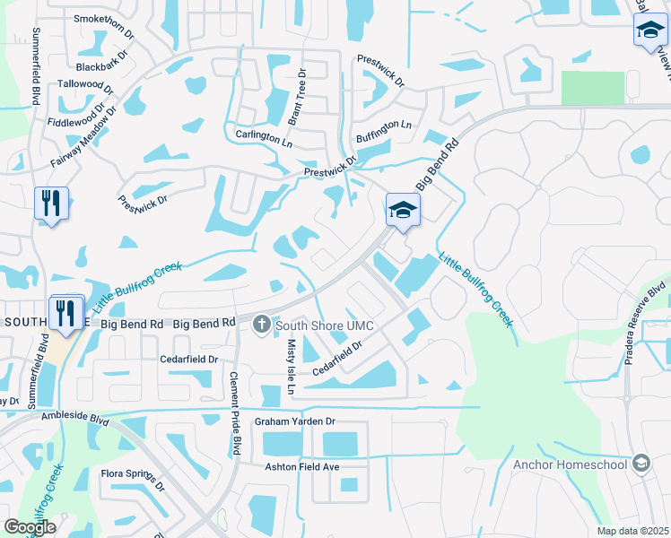 map of restaurants, bars, coffee shops, grocery stores, and more near 11545 Addison Chase Drive in Riverview