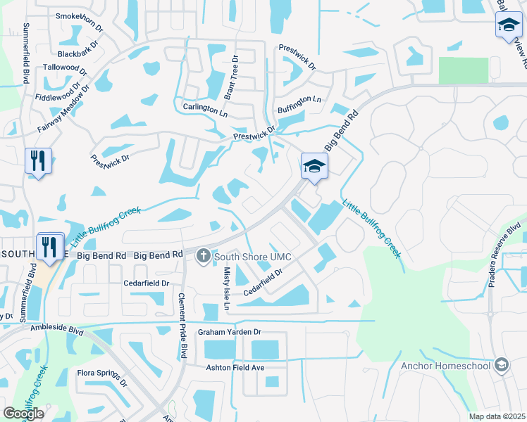 map of restaurants, bars, coffee shops, grocery stores, and more near 11547 Addison Chase Drive in Riverview