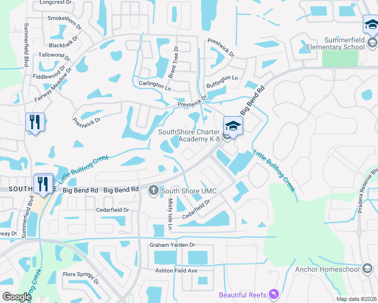 map of restaurants, bars, coffee shops, grocery stores, and more near 11506 Addison Chase Drive in Riverview