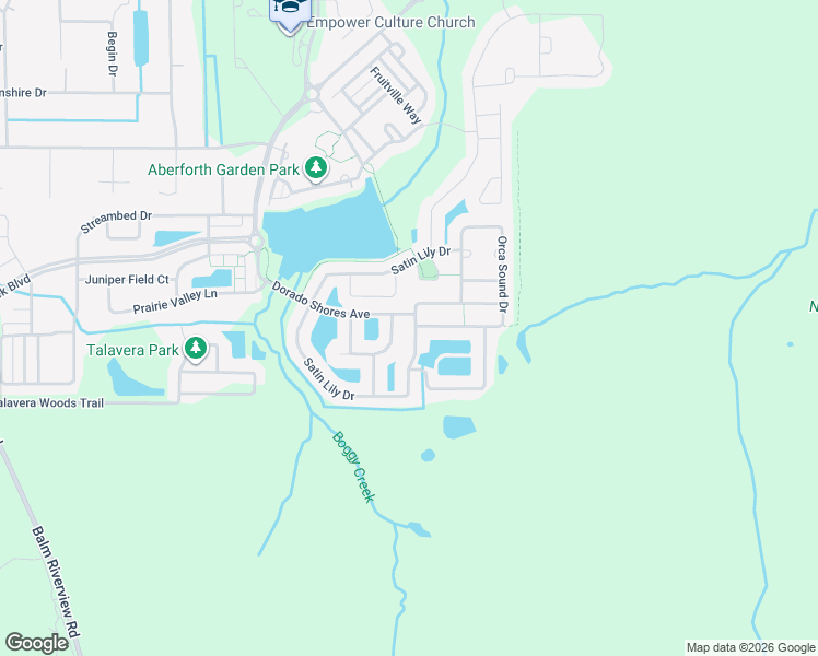 map of restaurants, bars, coffee shops, grocery stores, and more near 13123 Rain Lily Drive in Riverview
