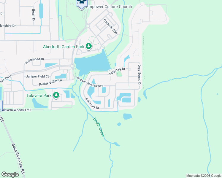 map of restaurants, bars, coffee shops, grocery stores, and more near 13123 Rain Lily Drive in Riverview