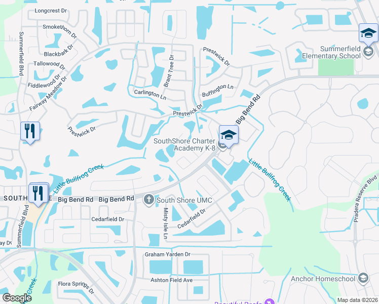map of restaurants, bars, coffee shops, grocery stores, and more near 13033 Avalon Crest Court in Riverview