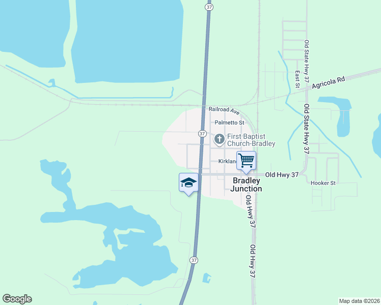 map of restaurants, bars, coffee shops, grocery stores, and more near 6910 Florida 37 in Mulberry