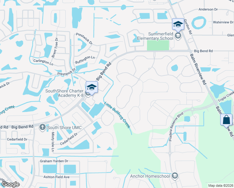 map of restaurants, bars, coffee shops, grocery stores, and more near 13320 Fawn Lily Drive in Riverview