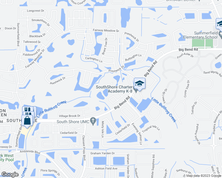 map of restaurants, bars, coffee shops, grocery stores, and more near 13021 Avalon Crest Court in Riverview