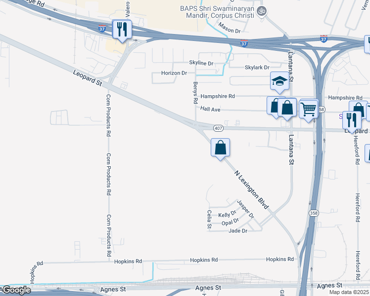 map of restaurants, bars, coffee shops, grocery stores, and more near 5909 Leopard Street in Corpus Christi