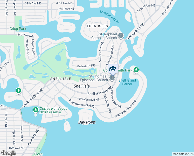 map of restaurants, bars, coffee shops, grocery stores, and more near 158 Ramon Way Northeast in St. Petersburg