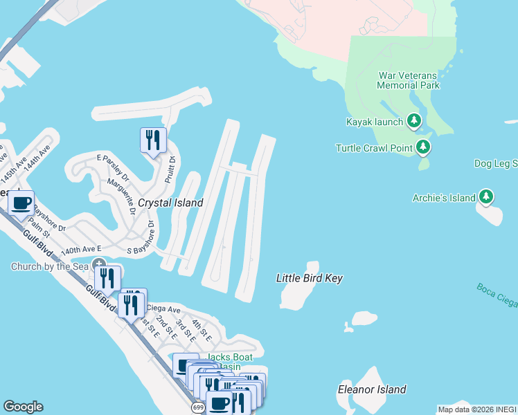 map of restaurants, bars, coffee shops, grocery stores, and more near 547 Johns Pass Avenue in Madeira Beach