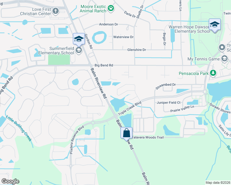 map of restaurants, bars, coffee shops, grocery stores, and more near 13144 Royal Pines Avenue in Riverview