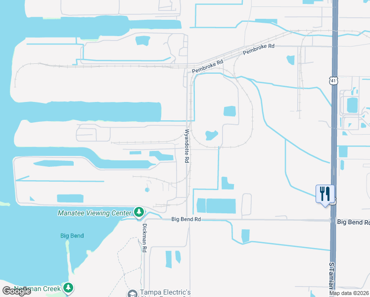 map of restaurants, bars, coffee shops, grocery stores, and more near 603 Big Bend Road in Apollo Beach