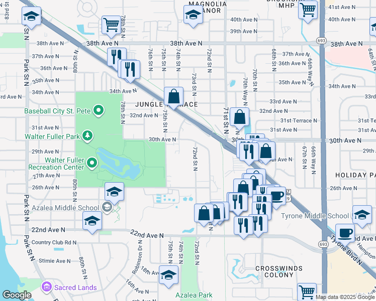 map of restaurants, bars, coffee shops, grocery stores, and more near in St. Petersburg