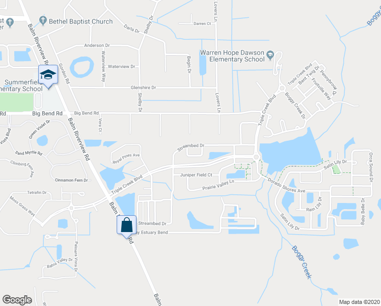 map of restaurants, bars, coffee shops, grocery stores, and more near 12314 Eagle Swoop Place in Riverview