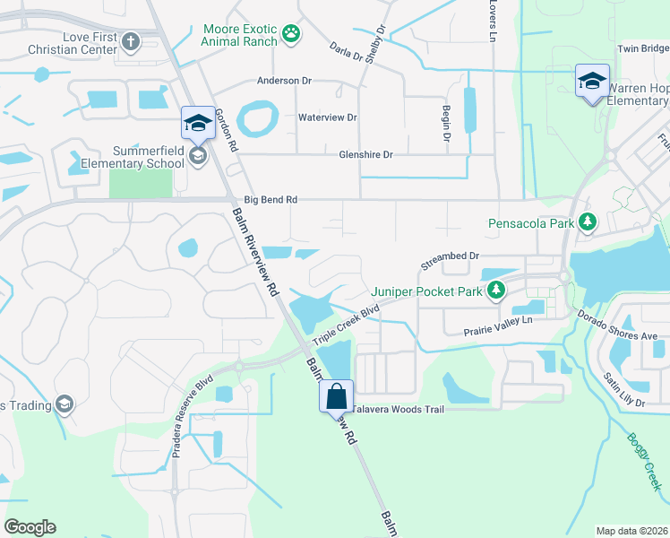map of restaurants, bars, coffee shops, grocery stores, and more near 13117 Royal Pines Avenue in Riverview