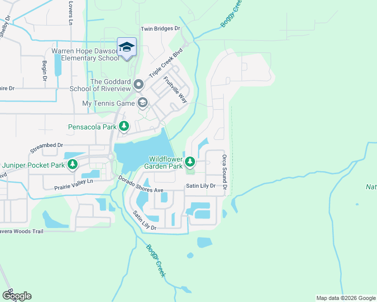 map of restaurants, bars, coffee shops, grocery stores, and more near 13249 Wildflower Meadow Drive in Riverview