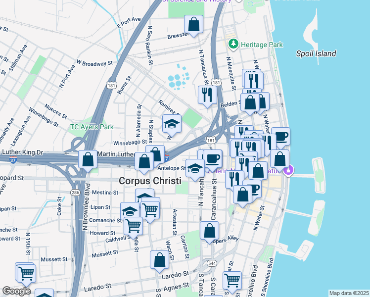 map of restaurants, bars, coffee shops, grocery stores, and more near in 