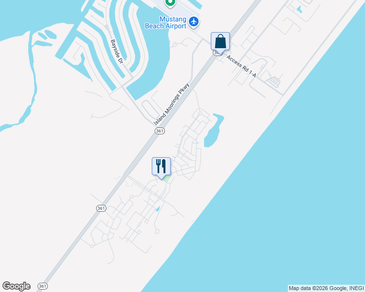 map of restaurants, bars, coffee shops, grocery stores, and more near 180 Sunset Avenue in Port Aransas