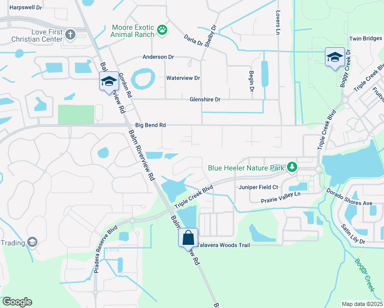 map of restaurants, bars, coffee shops, grocery stores, and more near 13107 Mykell Court in Riverview