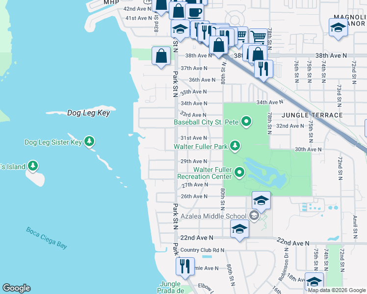 map of restaurants, bars, coffee shops, grocery stores, and more near in St. Petersburg
