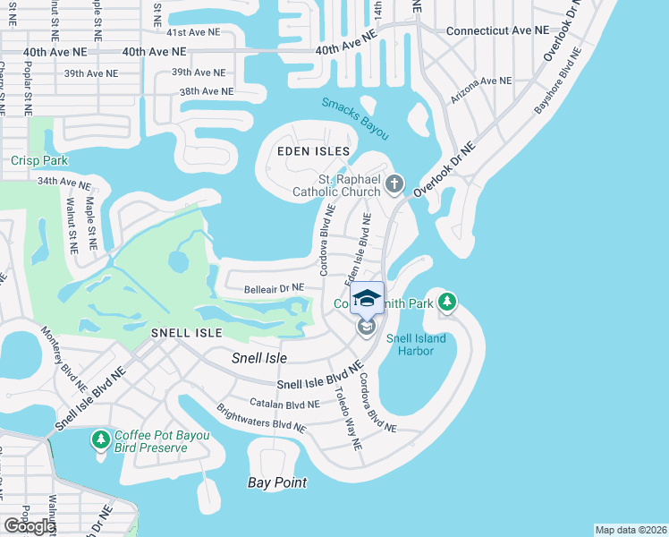 map of restaurants, bars, coffee shops, grocery stores, and more near 440 Lido Way Northeast in St. Petersburg